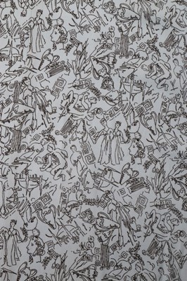 Lot 102 - A Naomi labelled printed wool hostess gown,...