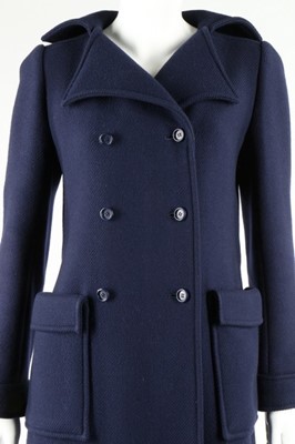 Lot 104 - A Courreges navy wool coat, early 1970s,...