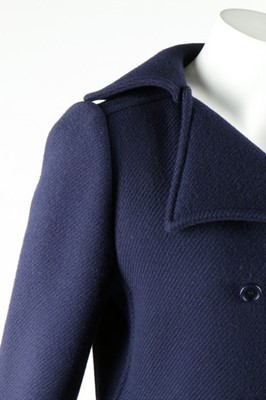 Lot 104 - A Courreges navy wool coat, early 1970s,...