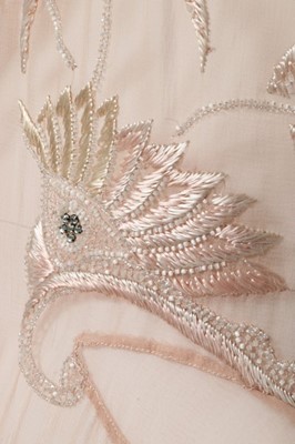 Lot 109 - A floss silk embroidered pale pink chiffon...