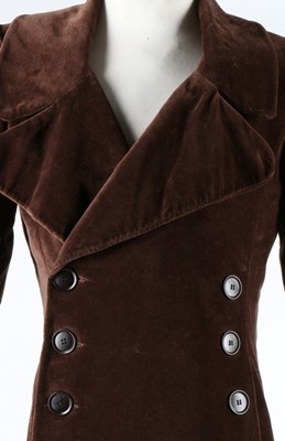 Lot 167 - A rare Biba man's brown velvet maxi coat, late...