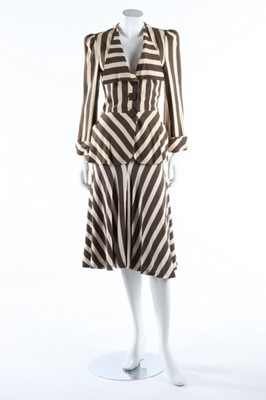 Lot 146 - A Biba striped viyella jacket and skirt, early...