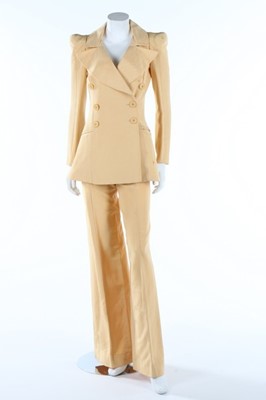 Lot 152 - A Biba apricot grosgrain silk trouser suit,...