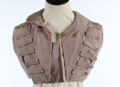 Lot 169 - A wine damask satin lady's bodice, 1770s, with...