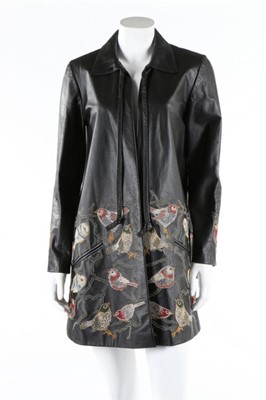 Lot 197 - A John Bates black leather jacket embroidered...
