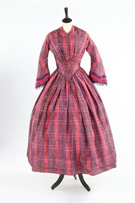 Lot 208 - A tartan taffeta gown with day and evening...