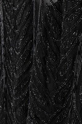 Lot 215 - A Paquin black beaded tulle flapper dress,...