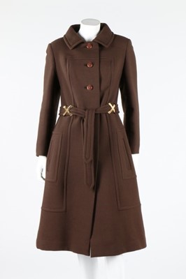 Lot 224 - A Louis Feraud brown wool coat, circa 1970,...