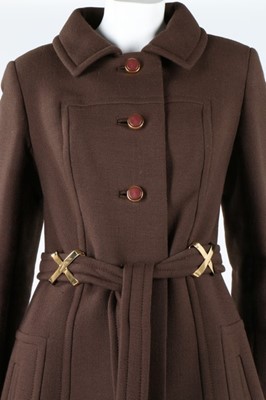 Lot 224 - A Louis Feraud brown wool coat, circa 1970,...