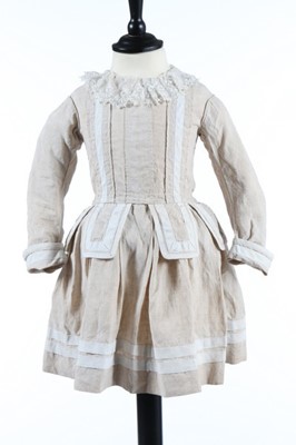 Lot 226 - A striped grey satin dress circa 1890,...