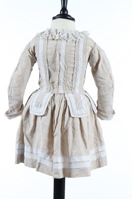 Lot 226 - A striped grey satin dress circa 1890,...
