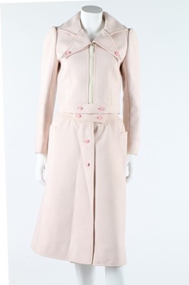 Lot 238 - A Courreges pink and white checked wool suit,...