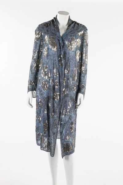 Lot 265 - A good beaded and sequined pale blue muslin...