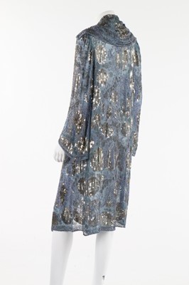 Lot 265 - A good beaded and sequined pale blue muslin...