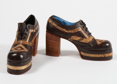 Lot 287 - Four pairs of men's leather platform shoes,...