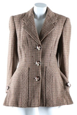 Lot 299 - A Carven couture checked tweed hacking jacket,...