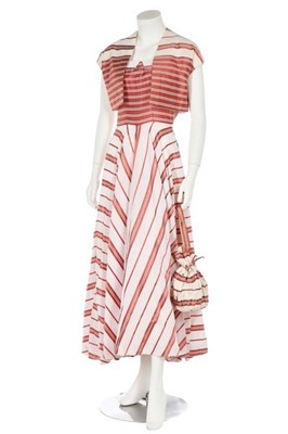 Lot 24 - A Suzanne Talbot couture striped rayon moiré...