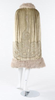 Lot 305 - A silvery-green velvet evening cape beaded and...