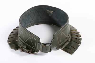 Lot 327 - An Azzedine Alaïa broad sage-green leather...