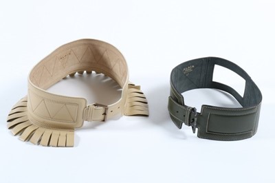 Lot 328 - An Azzedine Alaïa broad beige leather belt,...