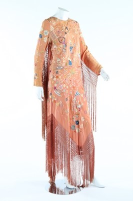 Lot 136 - A Gotama labelled apricot silk Chinese...