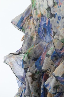 Lot 139 - A printed chiffon garden party gown, early...