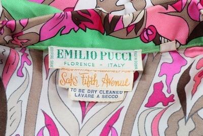 Lot 18 - Two Pucci printed silk blouses, late 1960s,...