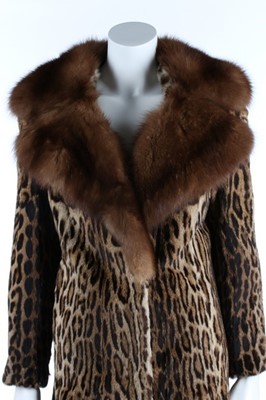 Lot 107 - An ocelot coat with sable collar, late 1960s,...