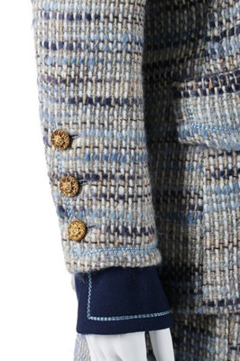 Lot 84 - A Chanel couture blue tweed ensemble, circa...