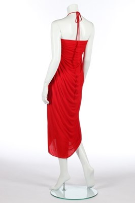 Lot 133 - A Halston red jersey evening ensemble, mid...