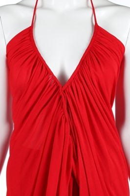Lot 133 - A Halston red jersey evening ensemble, mid...