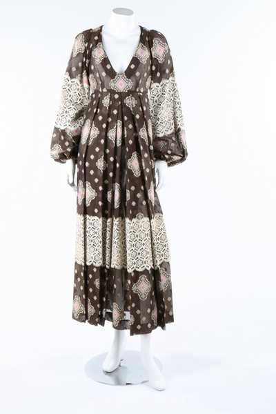 Lot 37 - A Thea Porter brocaded cotton dress, mid 1970s,...