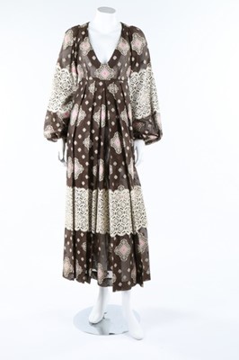 Lot 37 - A Thea Porter brocaded cotton dress, mid 1970s,...