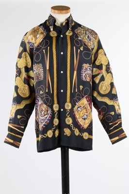 Lot 45 - An Hermès 'Les Tambours' printed silk man's...