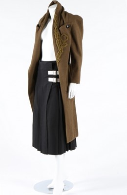 Lot 373 - A Yohji Yamamoto olive-green tweed tailcoat,...