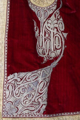 Lot 453 - An embroidered wine velvet surcoat, Ottoman...