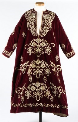 Lot 454 - An embroidered plum velvet marriage robe...