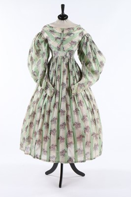 Lot 32 - A printed cotton and muslin day dress, circa...