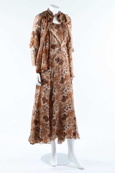 Lot 36 - A printed chiffon evening gown, mid 1930s, the...