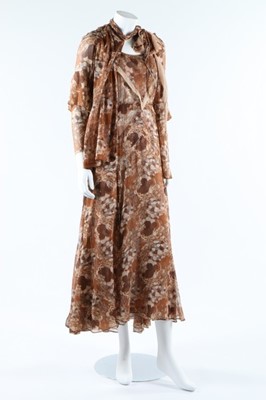 Lot 36 - A printed chiffon evening gown, mid 1930s, the...