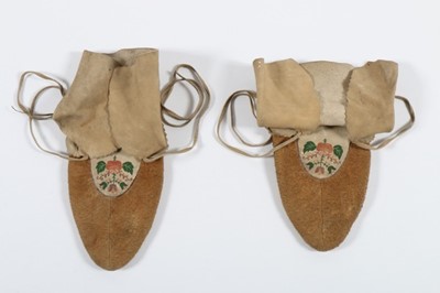 Lot 430 - A pair of Cree embroidered moccasins, native...
