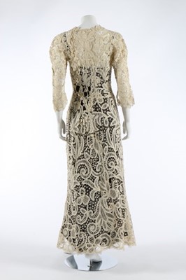 Lot 16 - A gown of Edwardian Battenberg tapelace,...