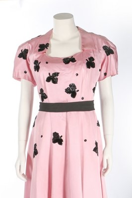 Lot 127 - A Jeanne Lanvin couture sequined pink satin...