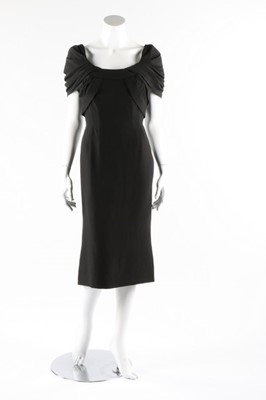 Lot 1 - A Pierre Balmain couture black silk crepe...