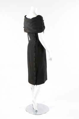 Lot 1 - A Pierre Balmain couture black silk crepe...