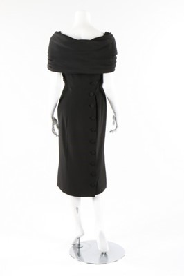 Lot 1 - A Pierre Balmain couture black silk crepe...