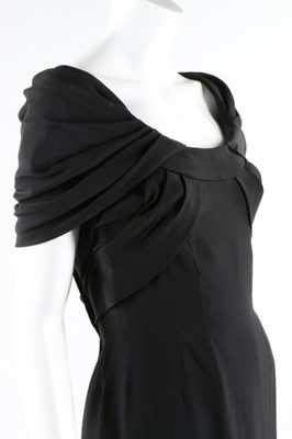 Lot 1 - A Pierre Balmain couture black silk crepe...