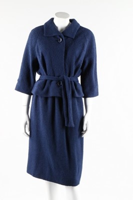 Lot 2 - A Givenchy couture blue boucle wool suit,...