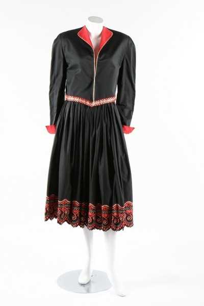 Lot 5 - A Claude Montana pour Gibo black embroidered...
