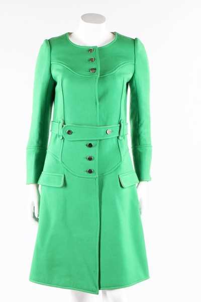 Lot 10 - A Courreges emerald-green wool coat, late...